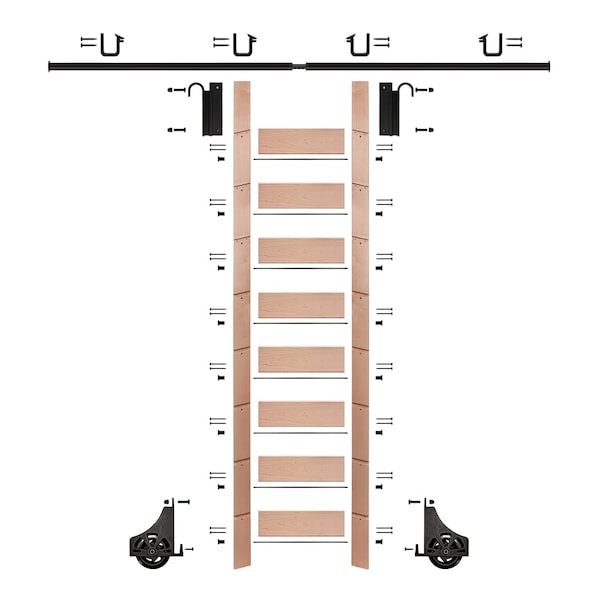 Meadow Lane Ladder 107 in. Pre-Finished Oak Black Hook with 8 ft. Rail Kit EG.300-107RO-08.08-PF - main